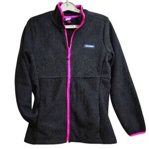 Land's End Women's Fleece Jacket Small‎ (4-6) Black with Pink Trim